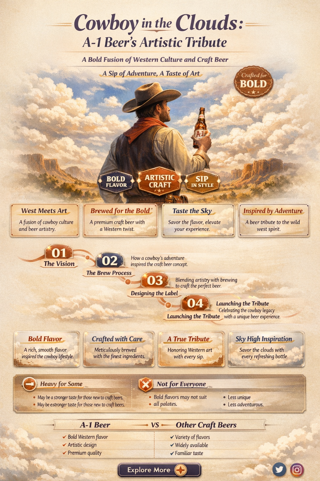 a-1 beer cowboy in the clouds painting