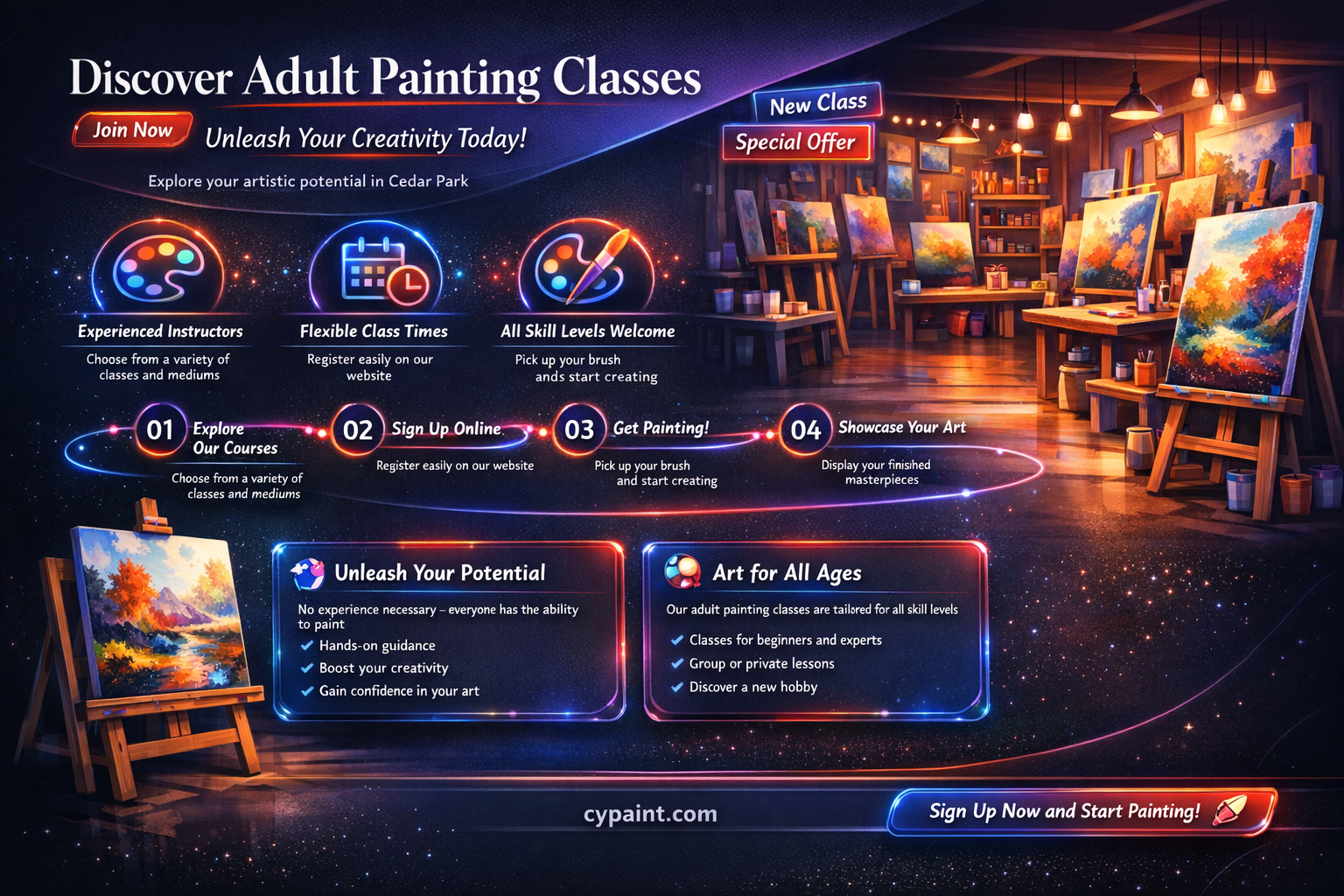 are there painting clases for adults incedar park