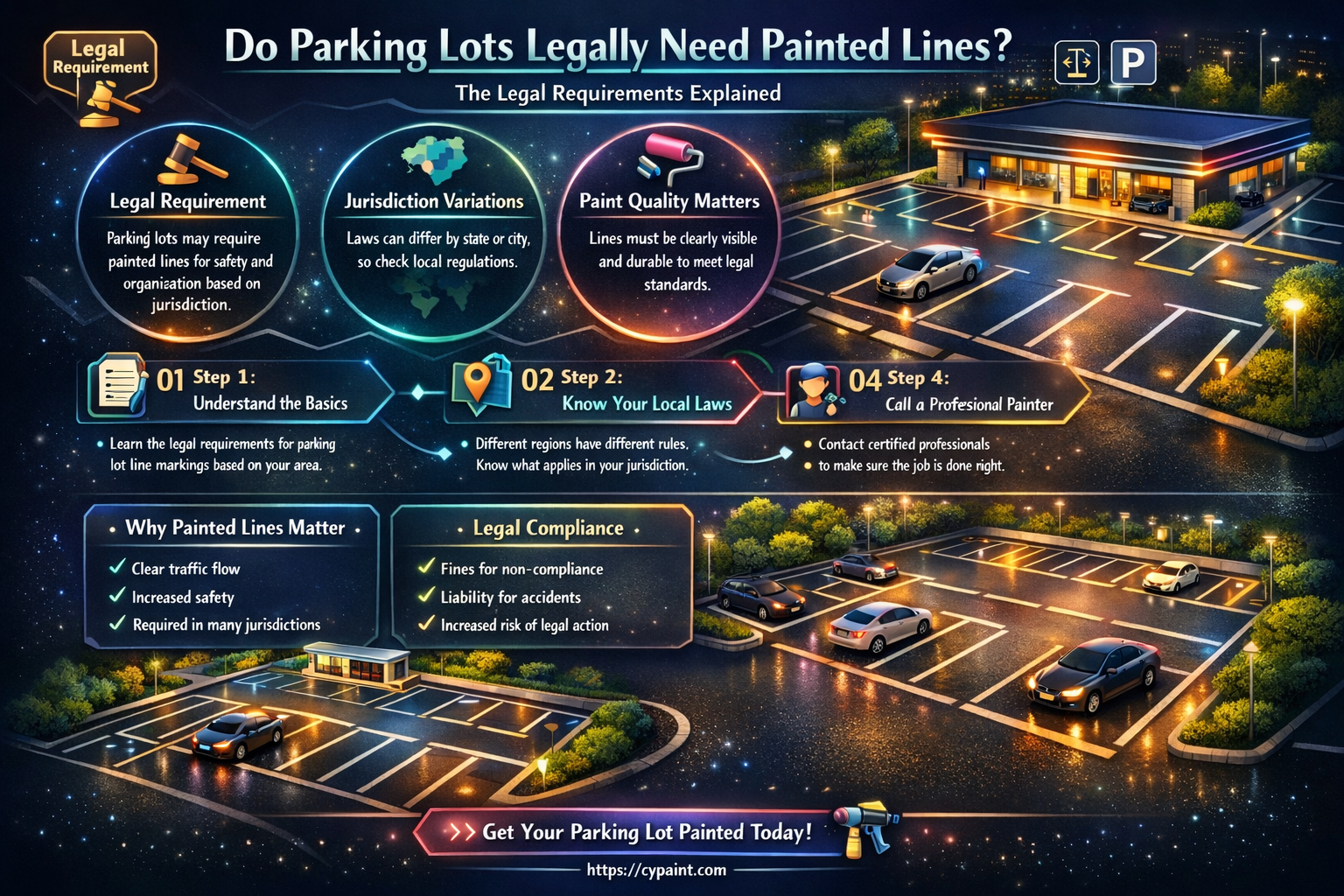 are parking lots required to have painted lines