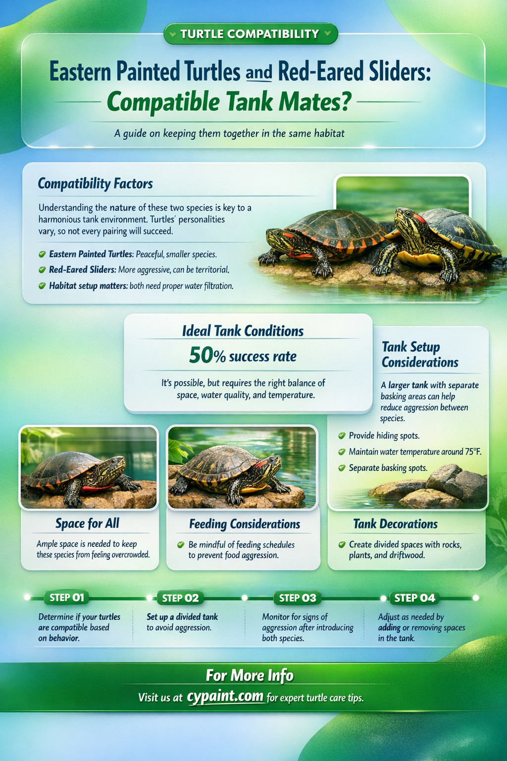 can eastern painted turtles and red eared sliders live together