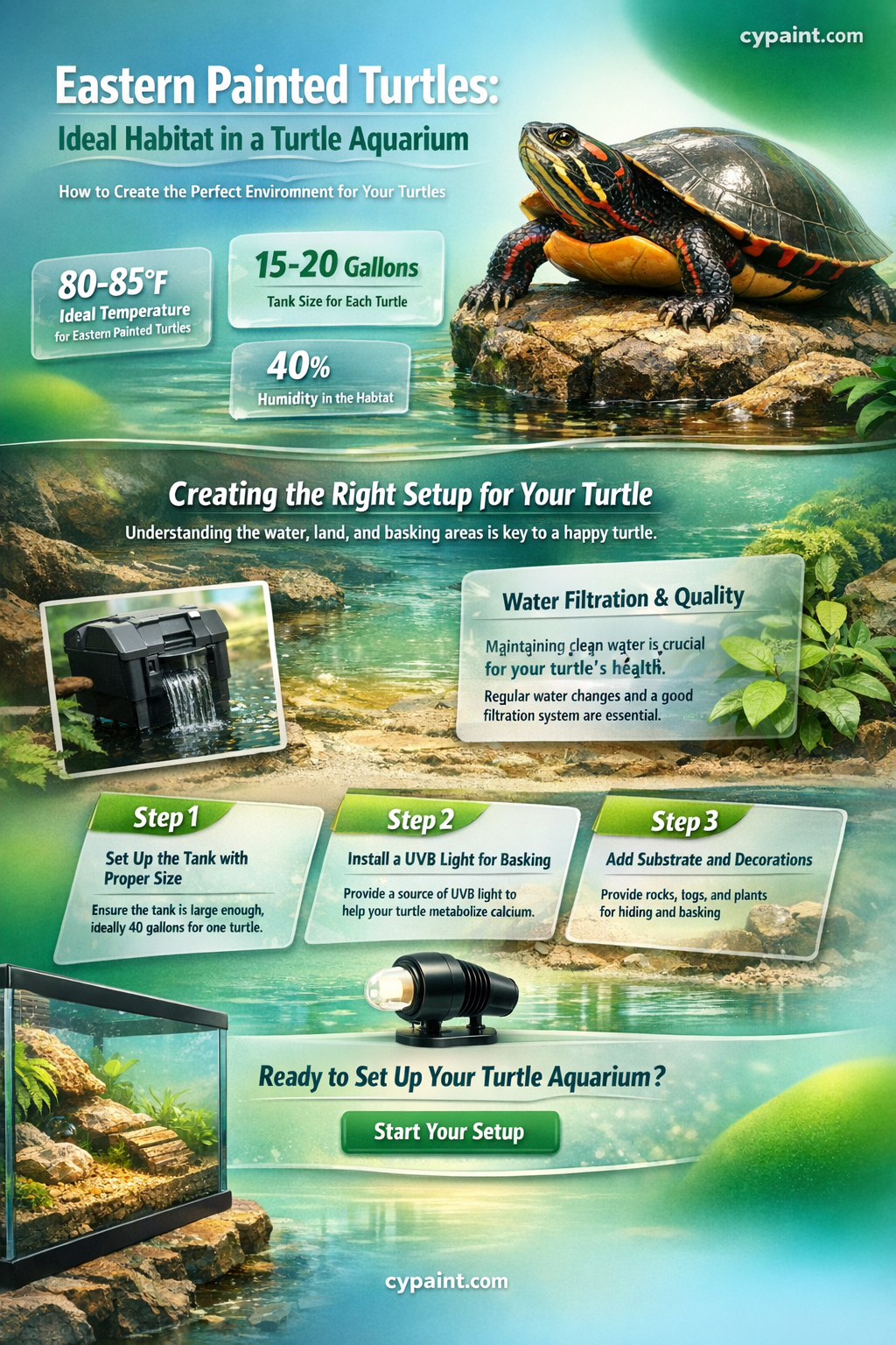 can an eastern painted turtle live in a turtle aquarium