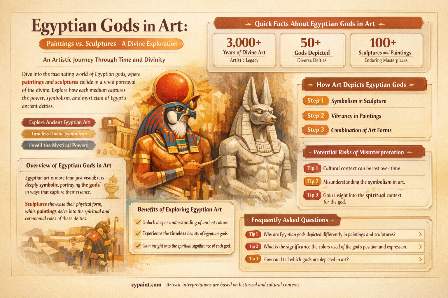 are the egyptian gods in paintings or sculptures