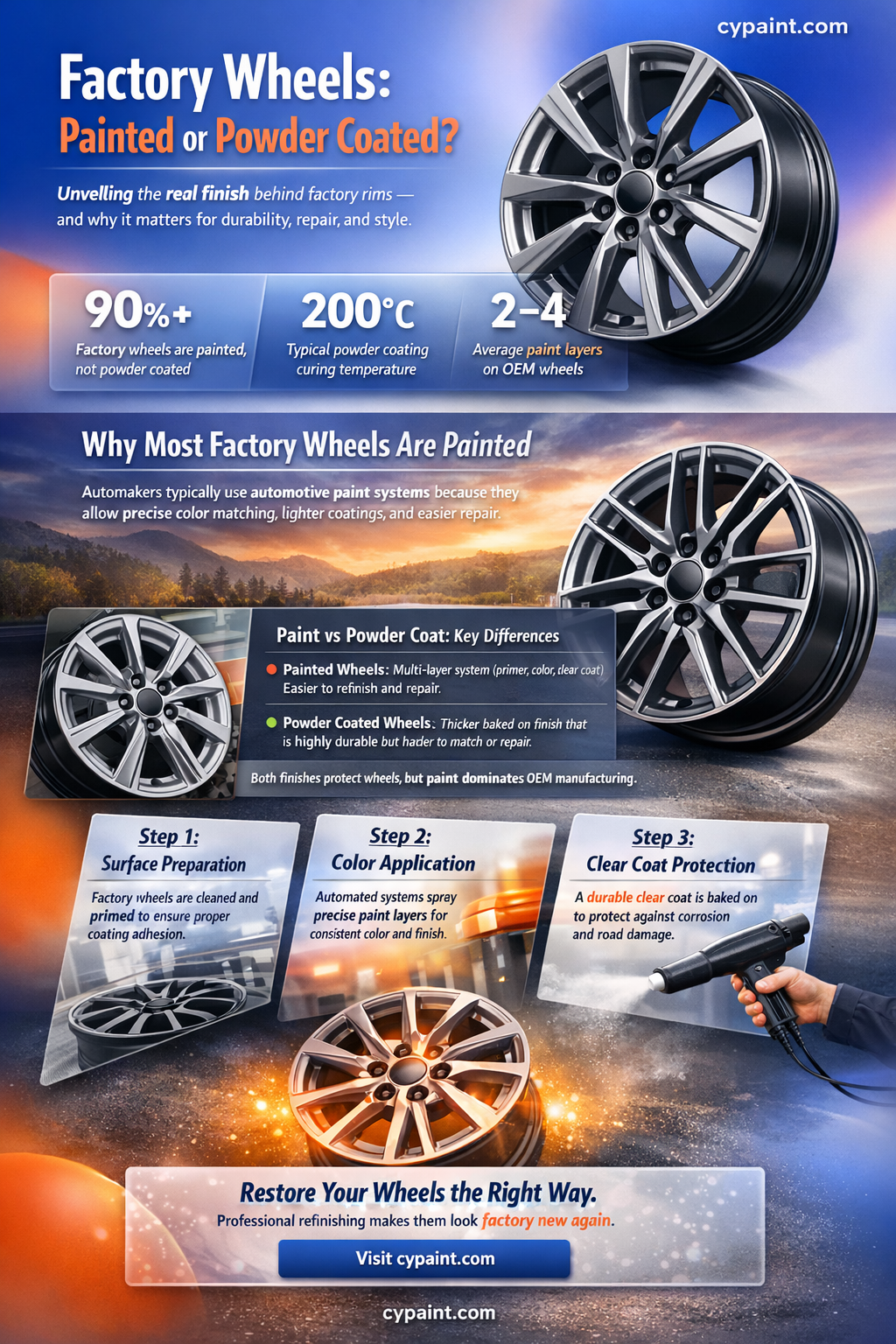 are factory wheels painted or powder coated
