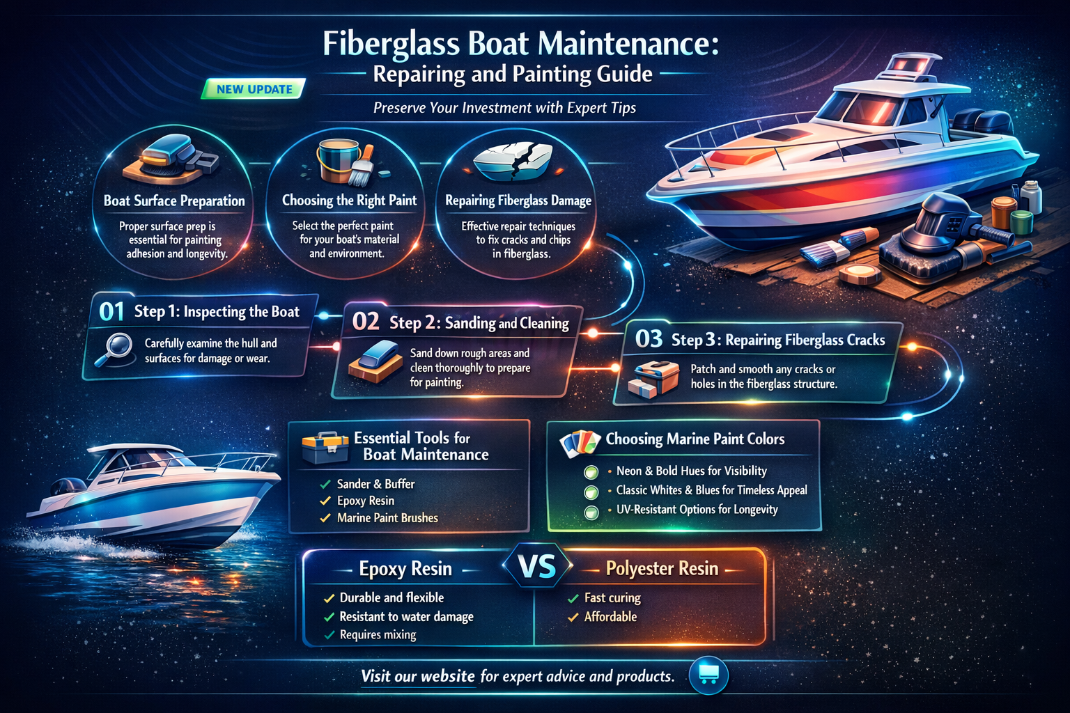 can fiberglass and paint be repaired on a boat