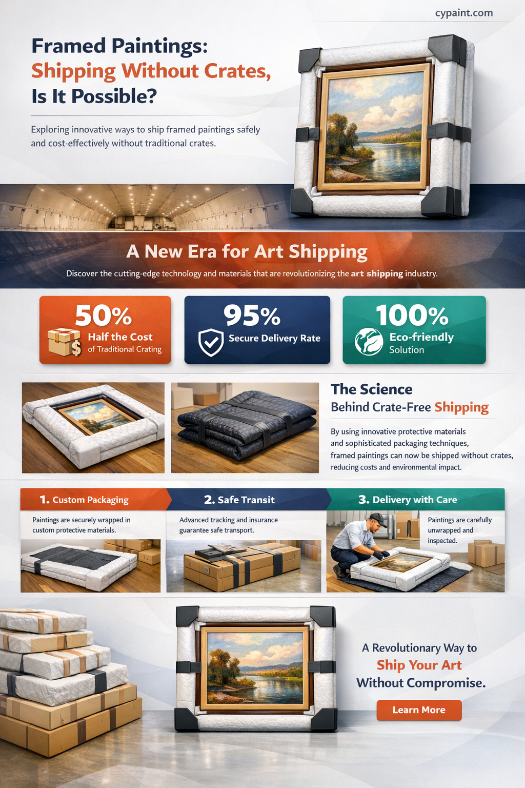 can a framed painting be shipped without a crate