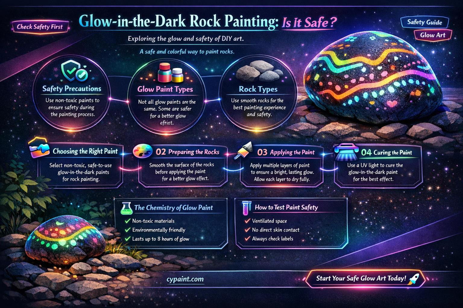 are glow in the dark paint on rocks safe