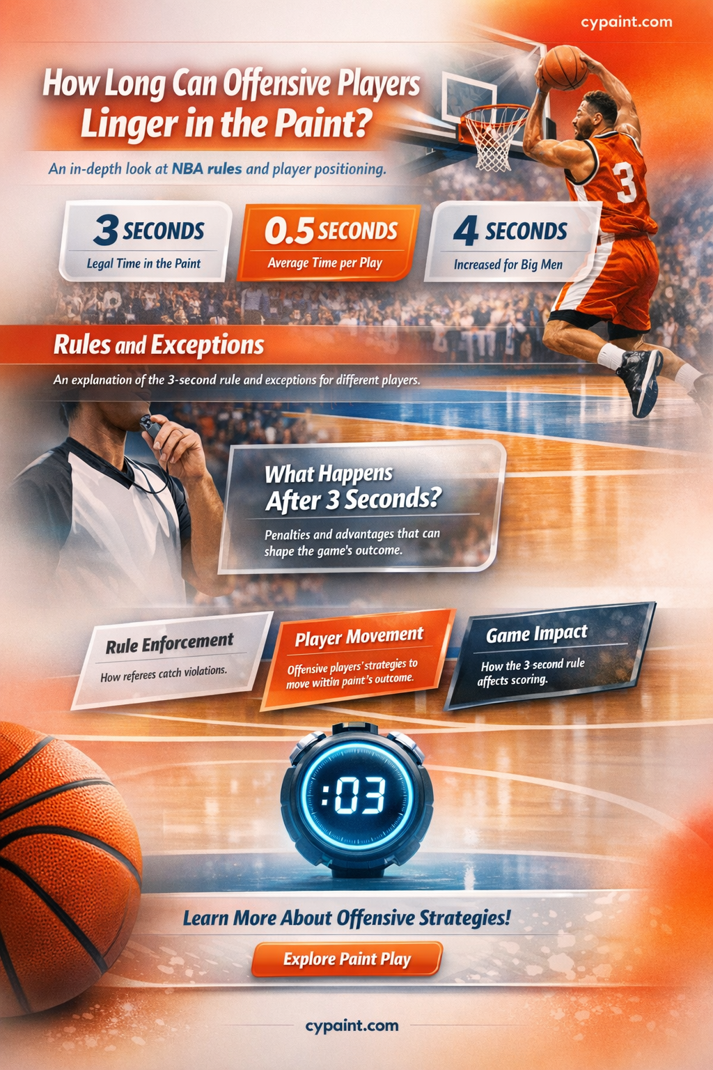 can an offensive player stay in the paint for