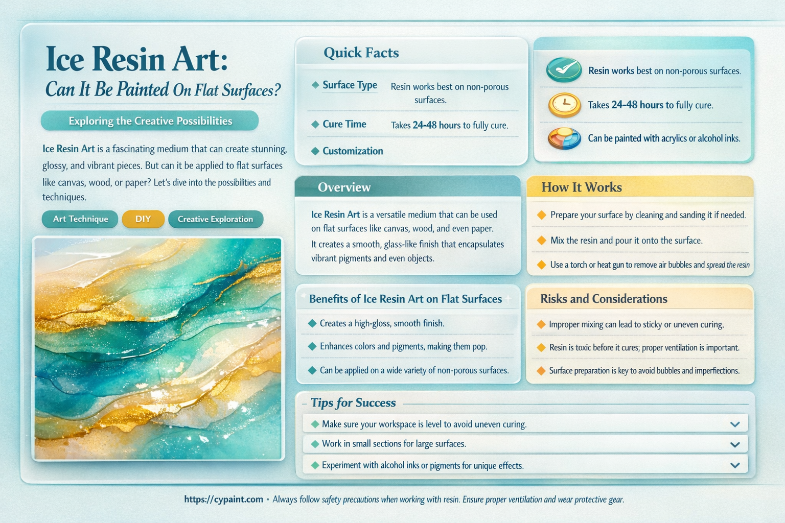 can ice resin be painted on a flat surface