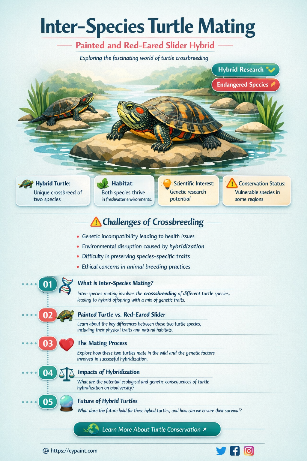can a painted turtle and red eared slider mate