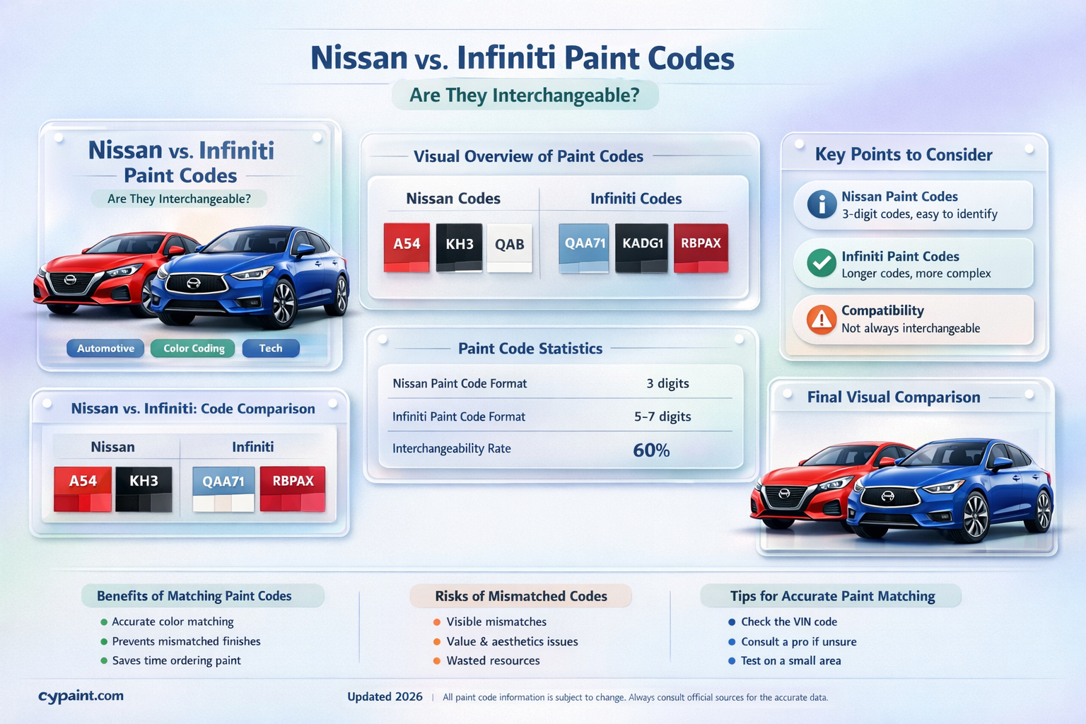 are nissan paint codes the same as infiniti