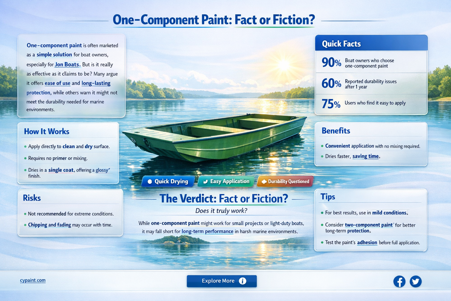 are jon boats painted with one component paint