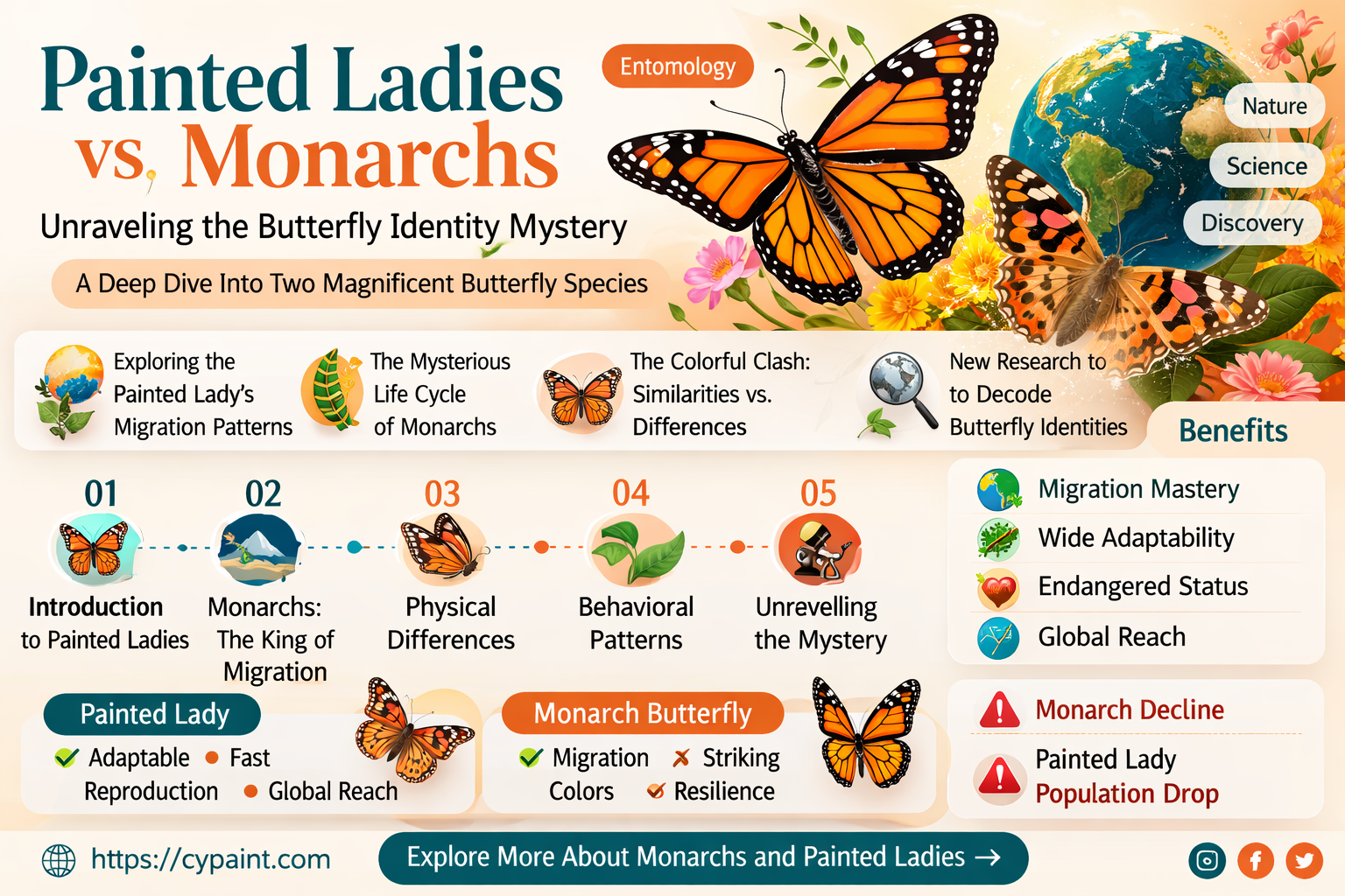 are painted ladies the same as monach butterflies