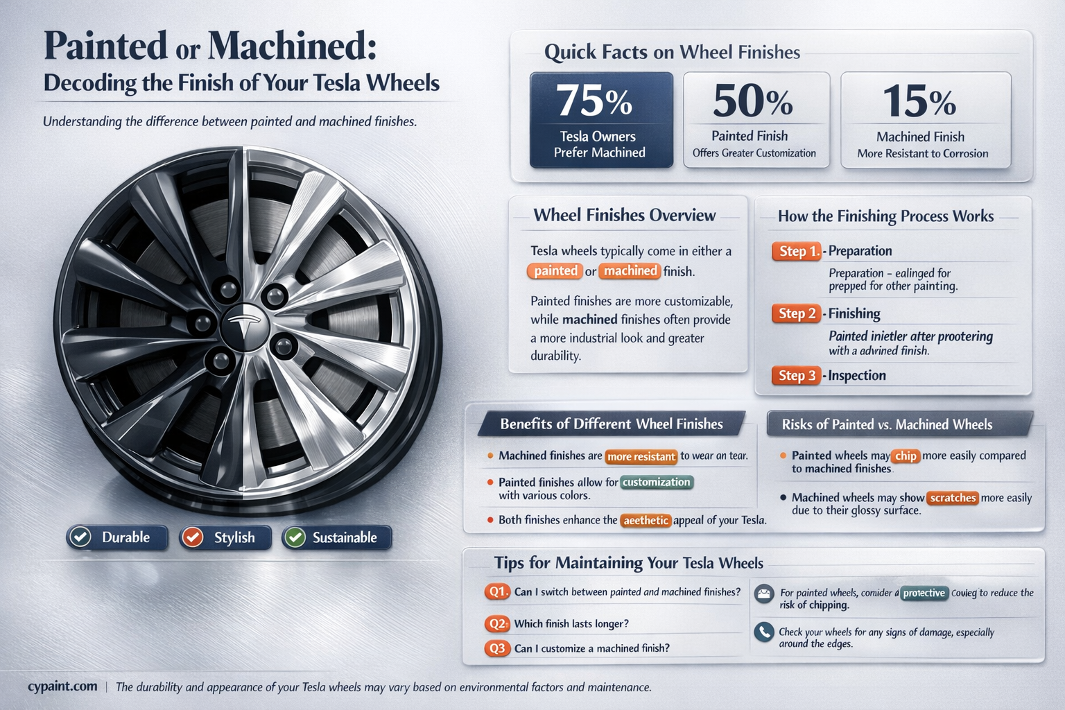 are my tesla wheels painted or machined