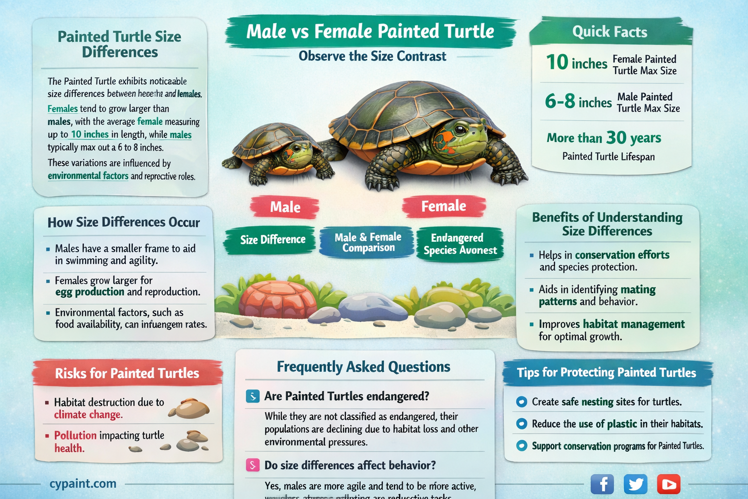 are painted turtle males smaller than females
