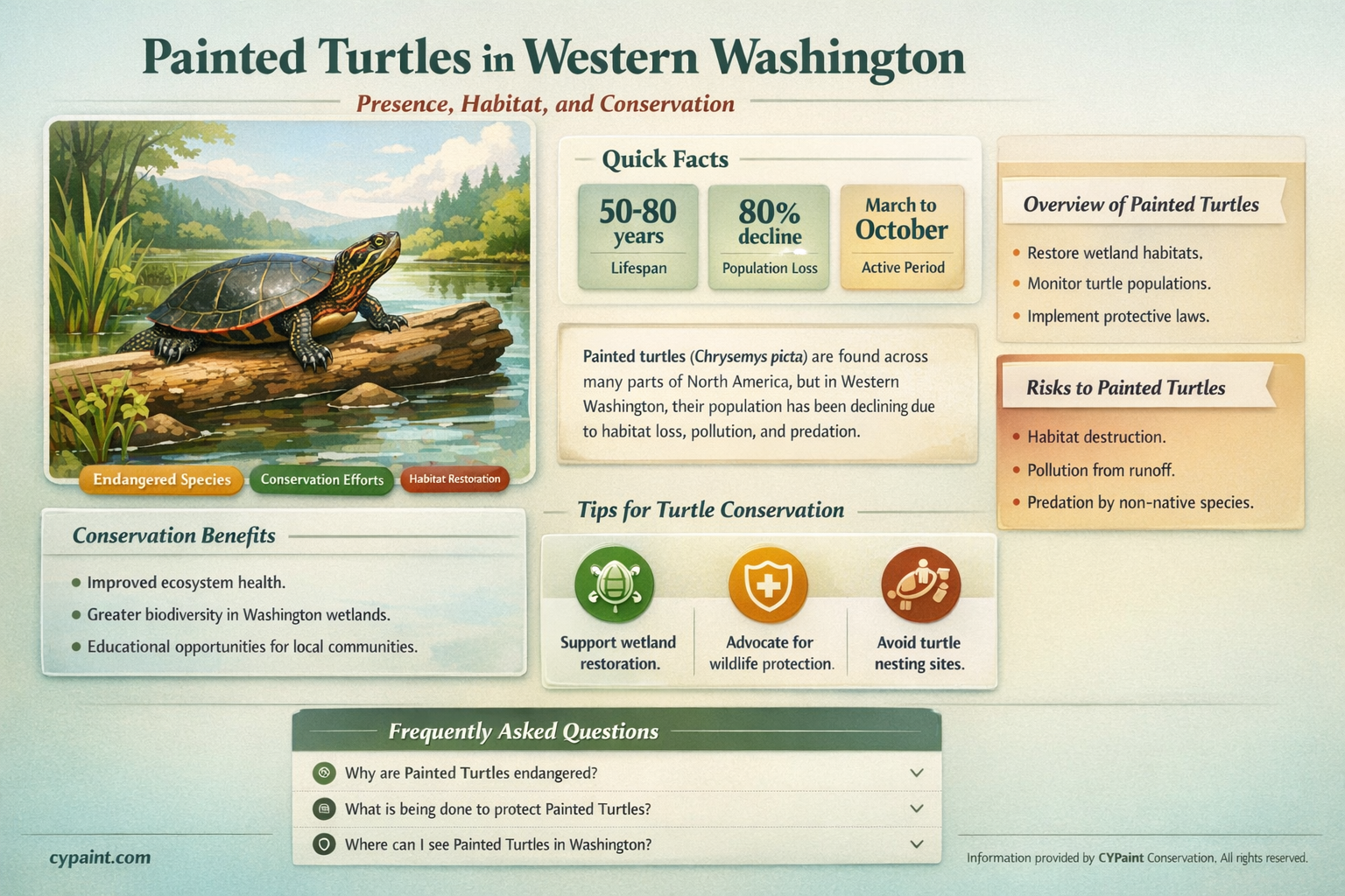 are painted turtles found in western washington
