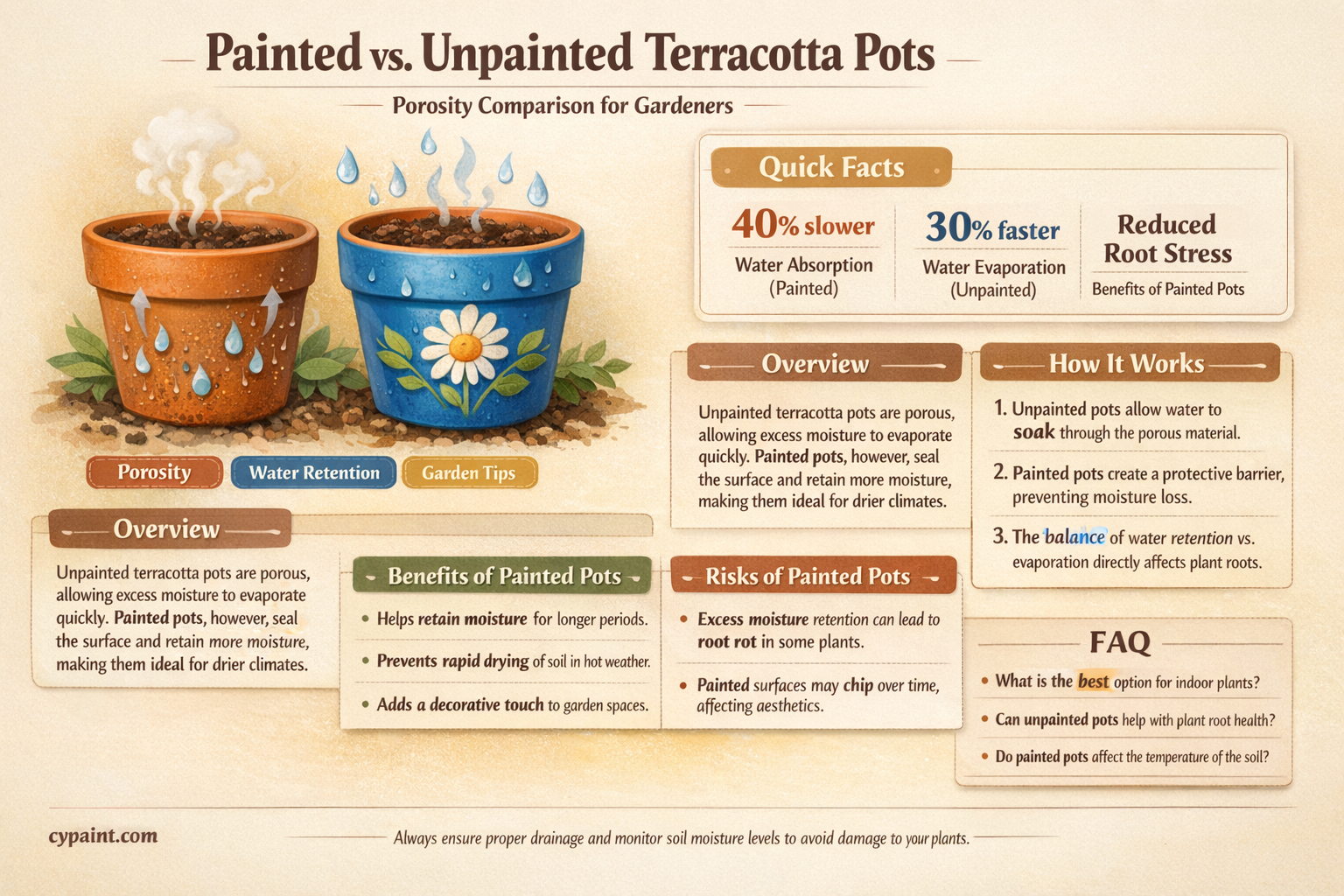 are painted terracotta pots as porous as unpainted