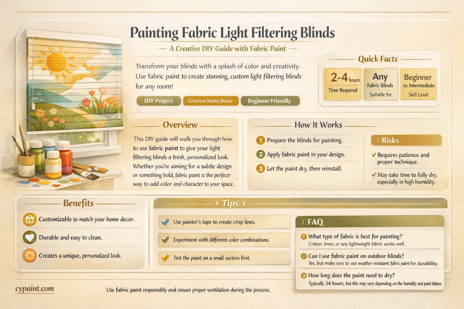 can fabric light filtering blinds be painted with fabric paint