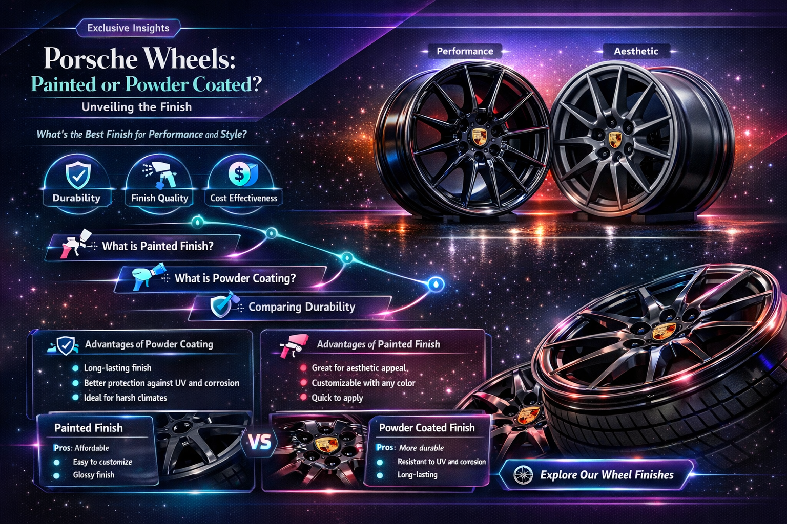 are porsche wheels painted or powder coated