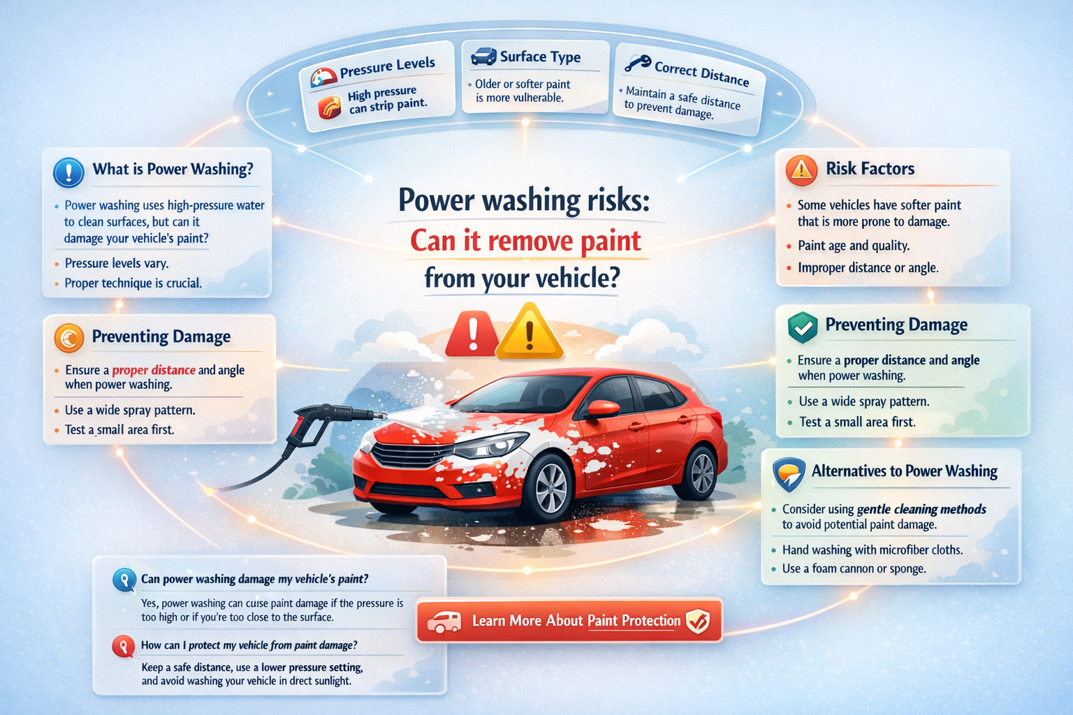can a power washer take paint off of a vehicle