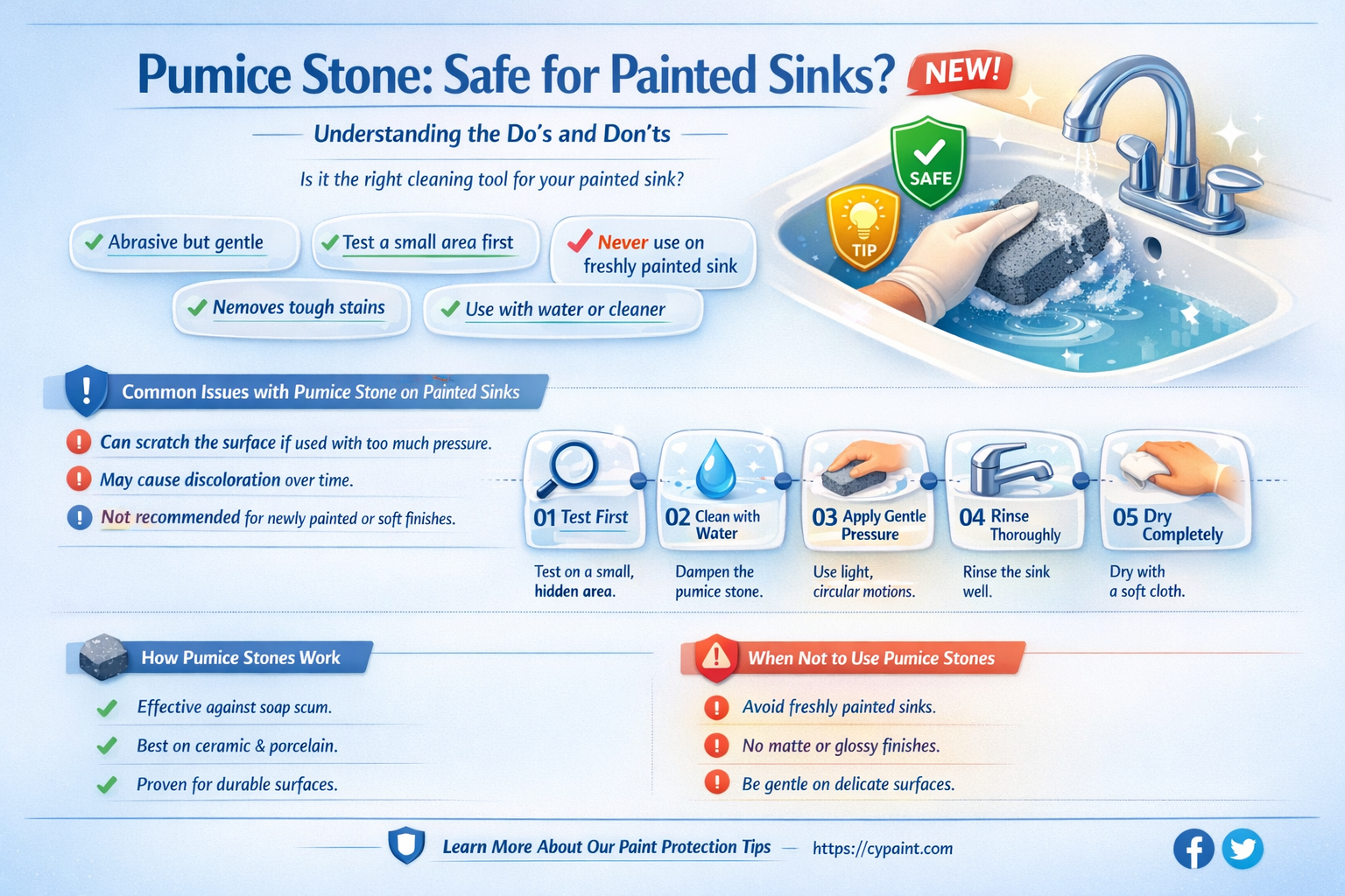 can a pumice stone work on a painted sink