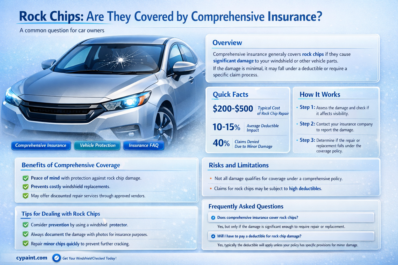 are rock chips on paint covered under comprehensive insurance