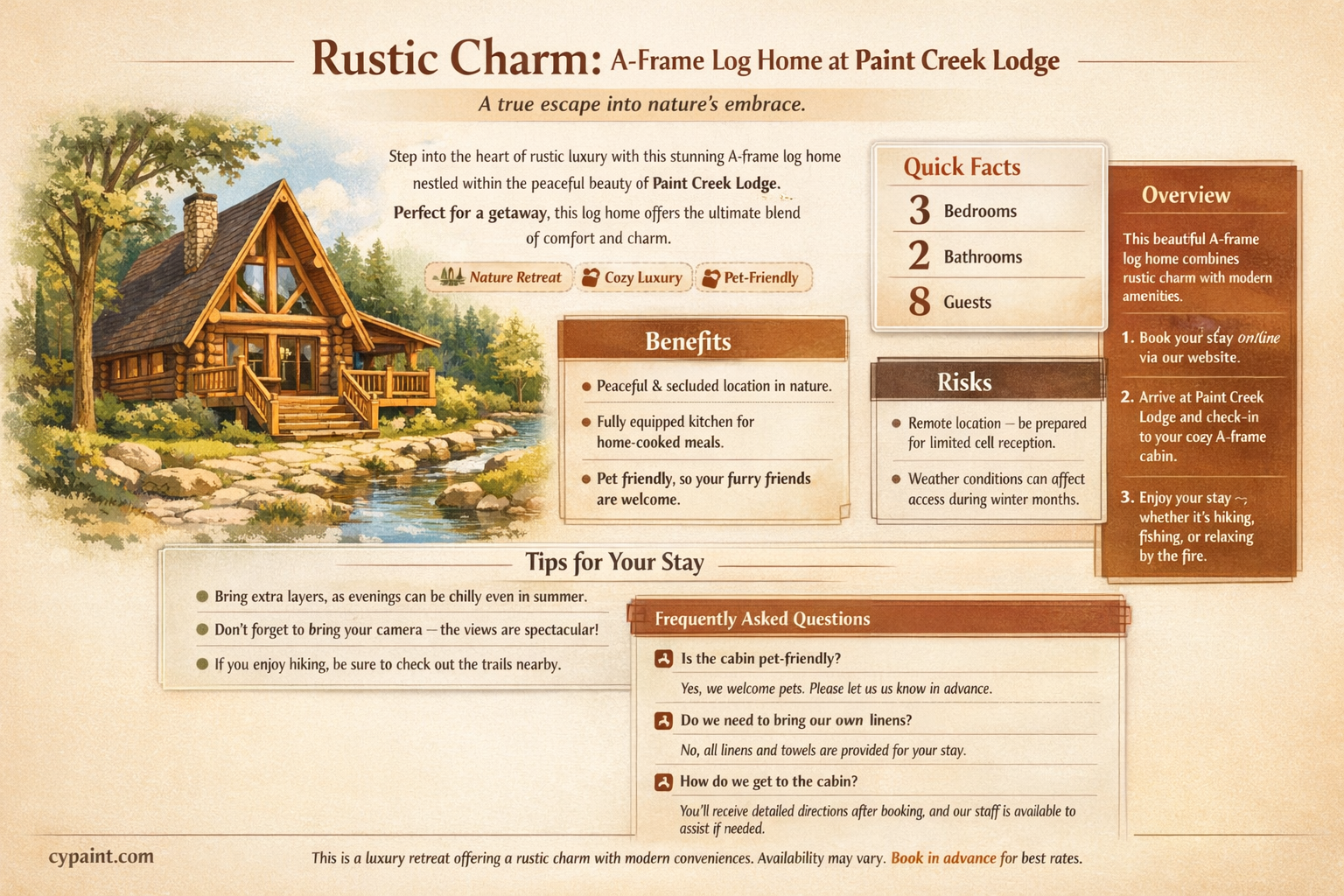 a-frame log home paint creek lodge