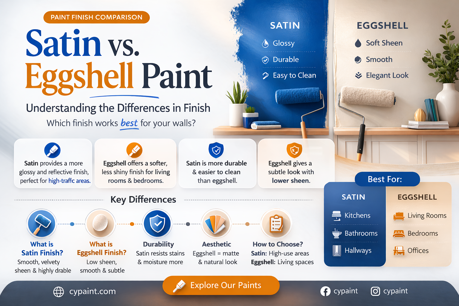 are satin and eggshell the same paint finish