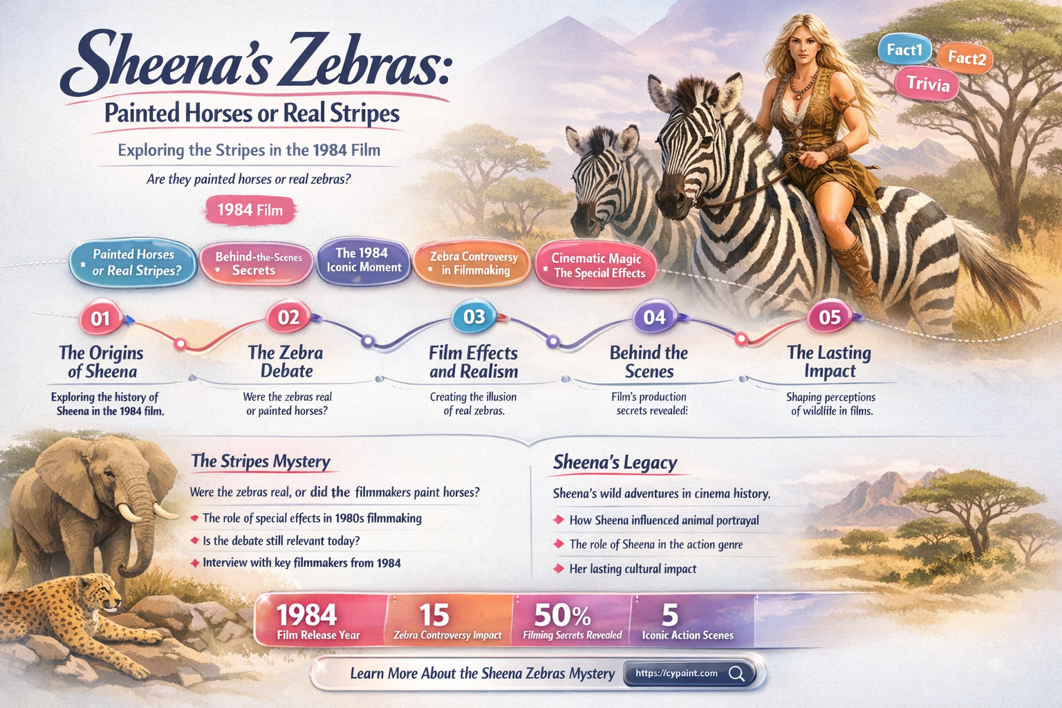 are there zebras painted horses on the 1984 movie sheena