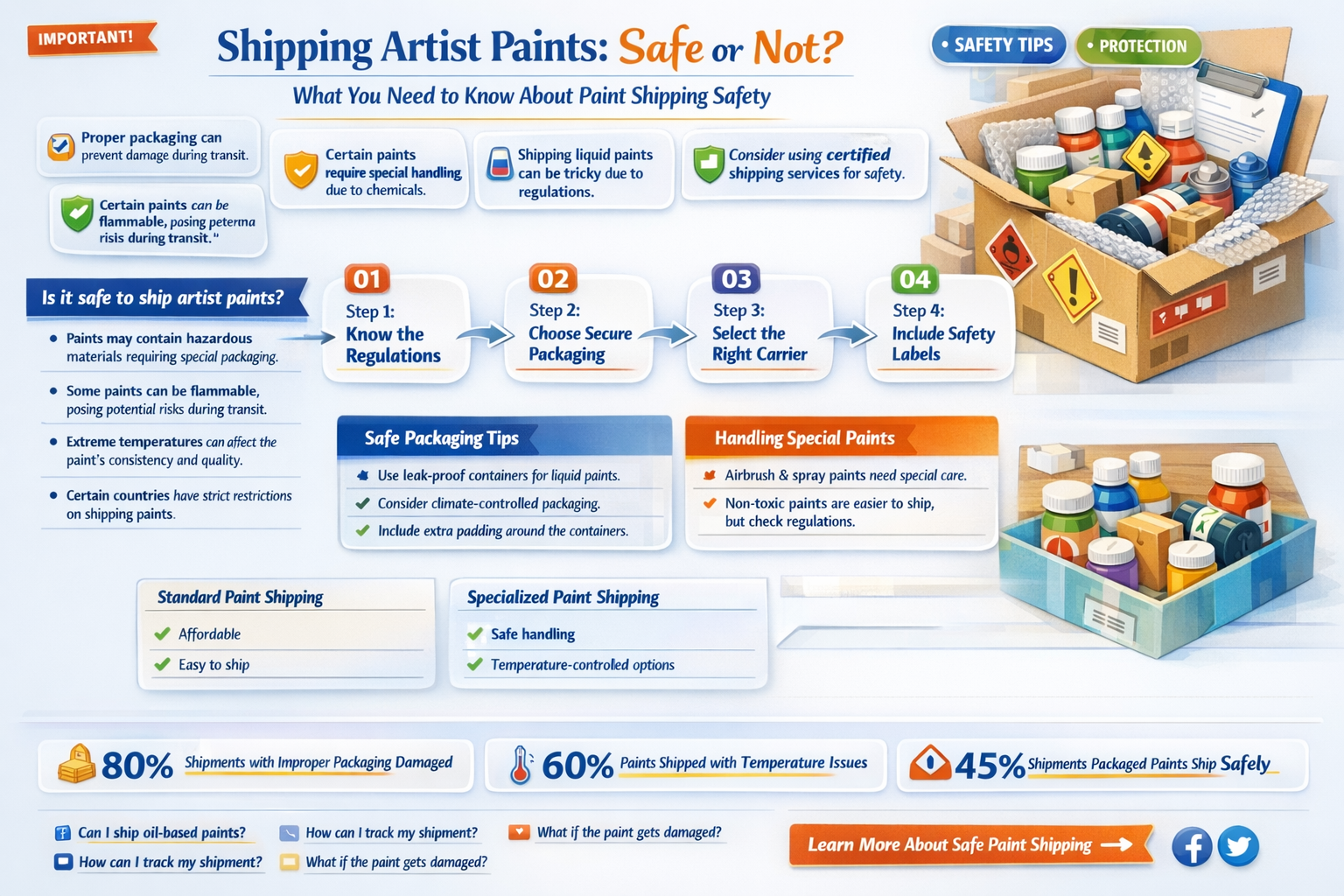 are artists paints safe to ship fedex or ups