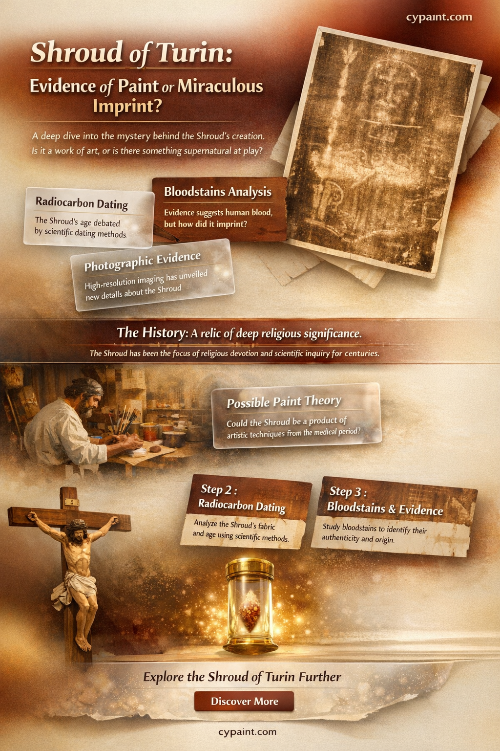 are there traces of paint on the shroud of turin