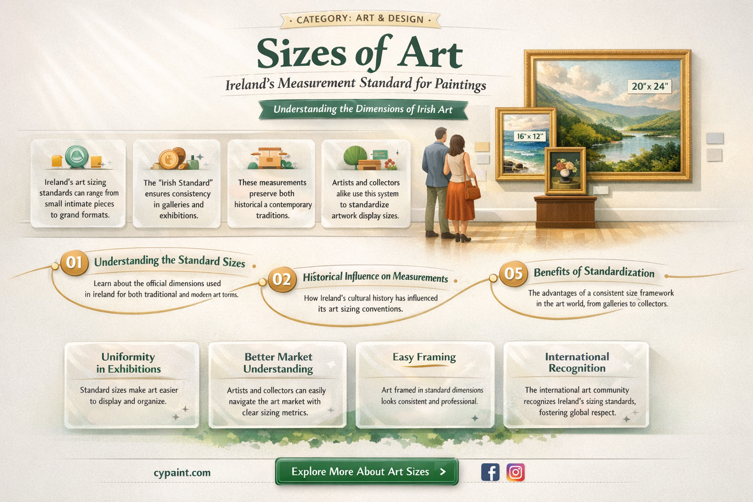 are paintings listed in inches or millimeters in ireland