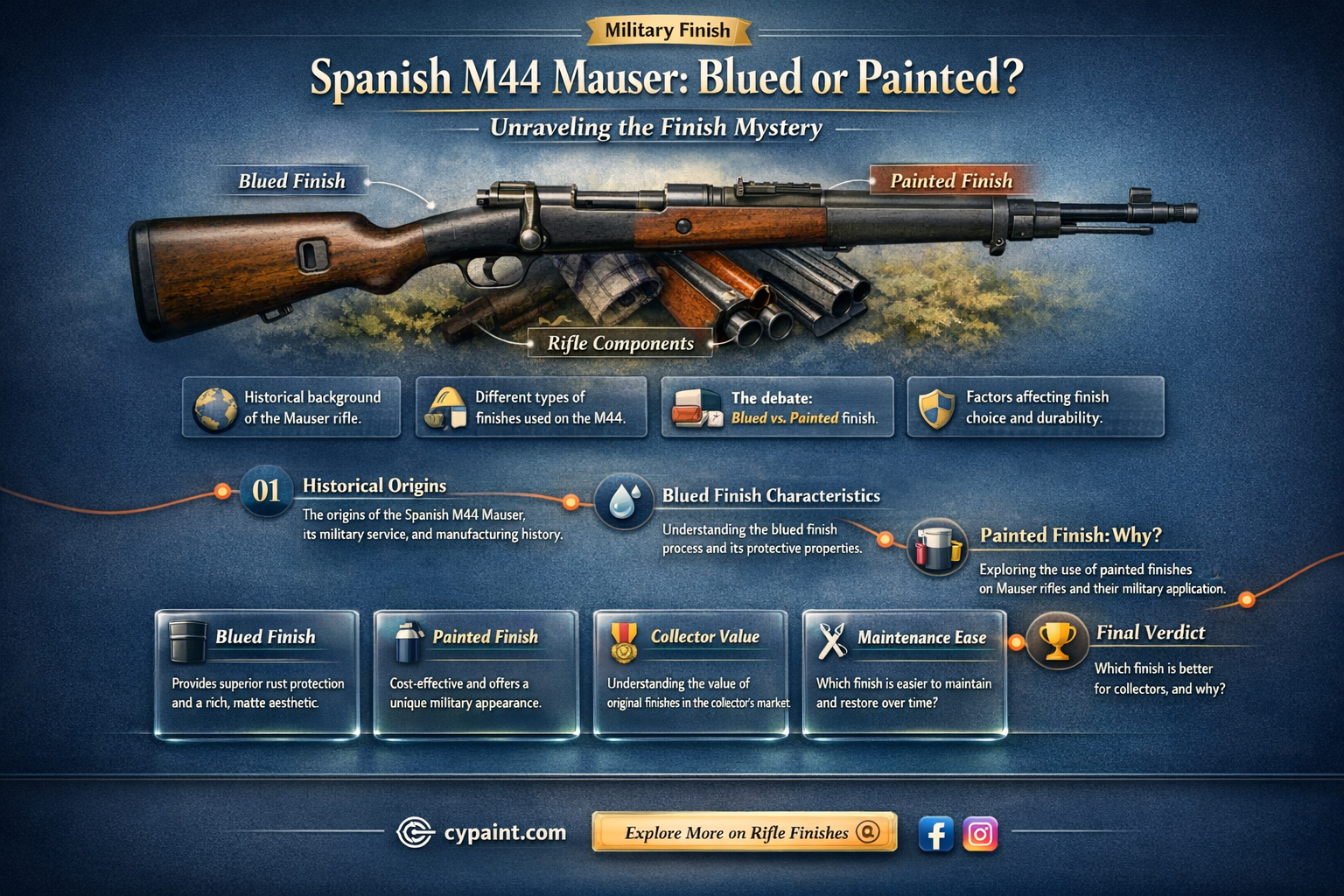 are spanish m44 mauser blued or paint