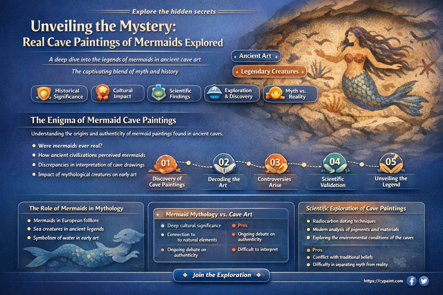are there real cave paintings of mermaids