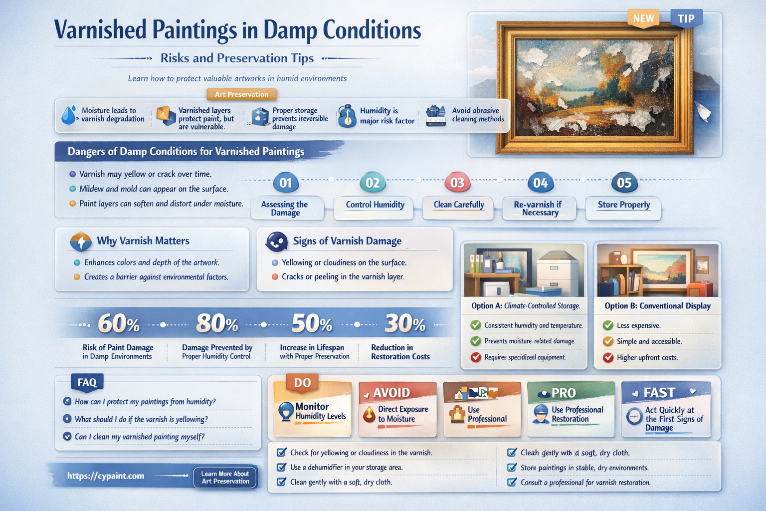 are varnished paintings okay in damp conditions