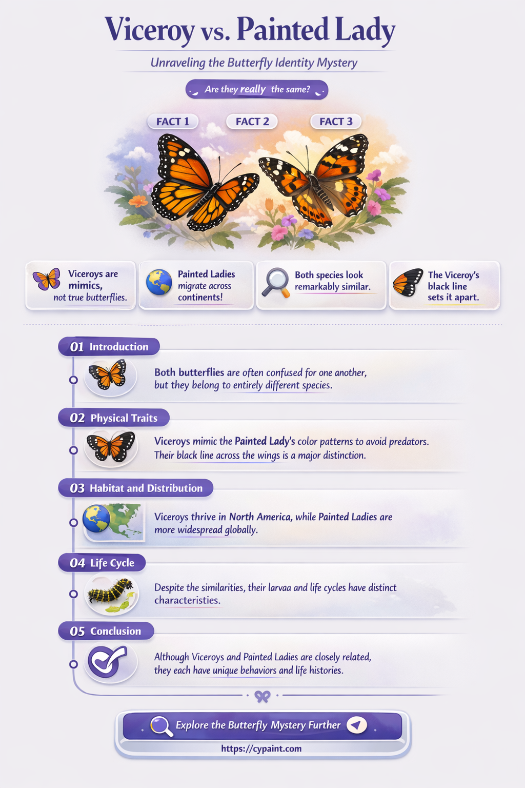 are viceroy and painted lady butterfly the same
