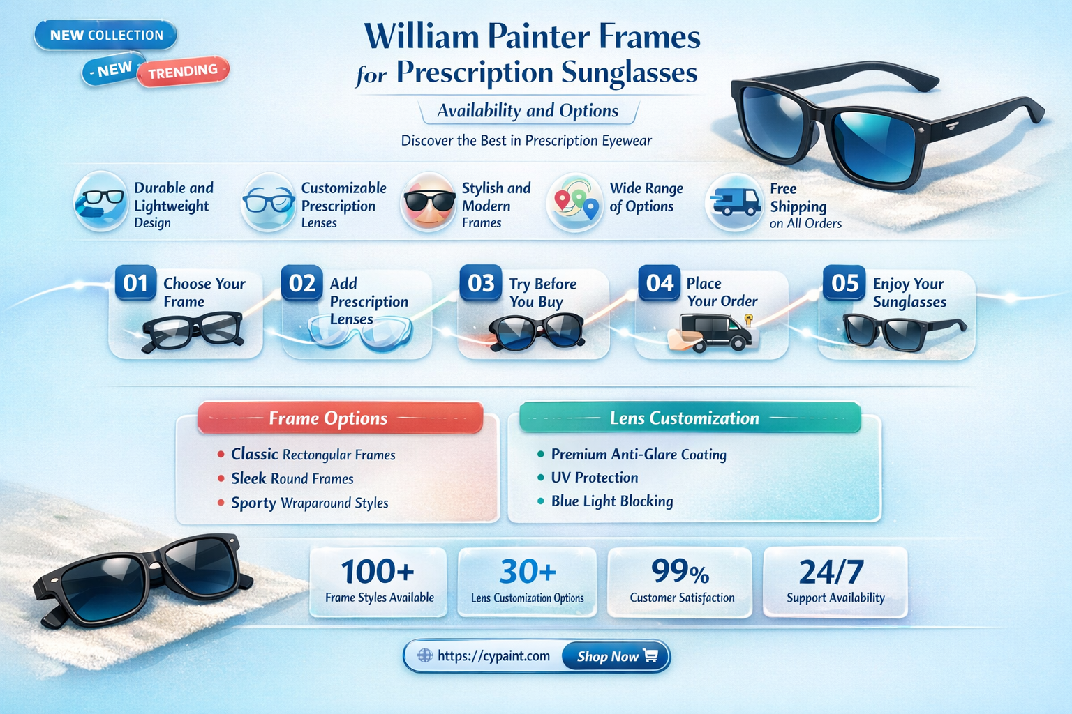 are william painter frames available for prescription sunglasses