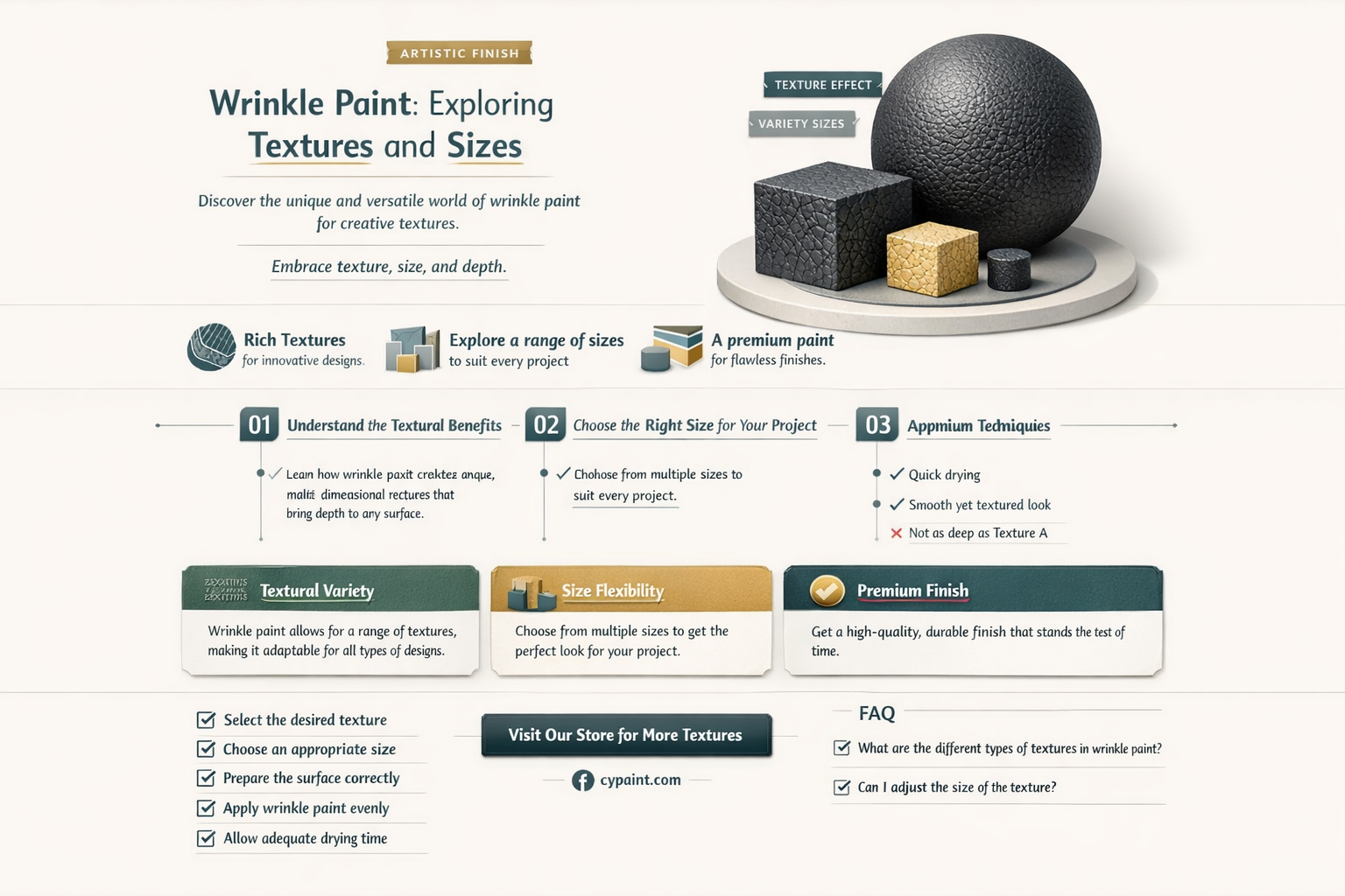 are ther different sizes or textures of wrinkle paint