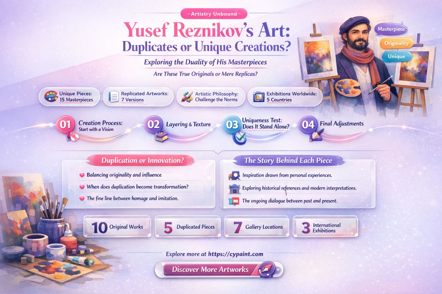 are any paintings by reznikov yusef or resh duplicated