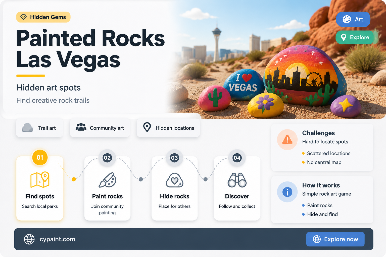 can you hide painted rocks in las vegas