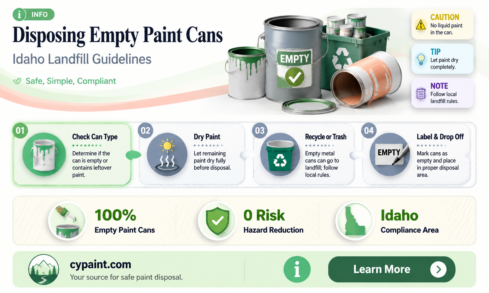 can i take empty paint cans to the landfil-idaho