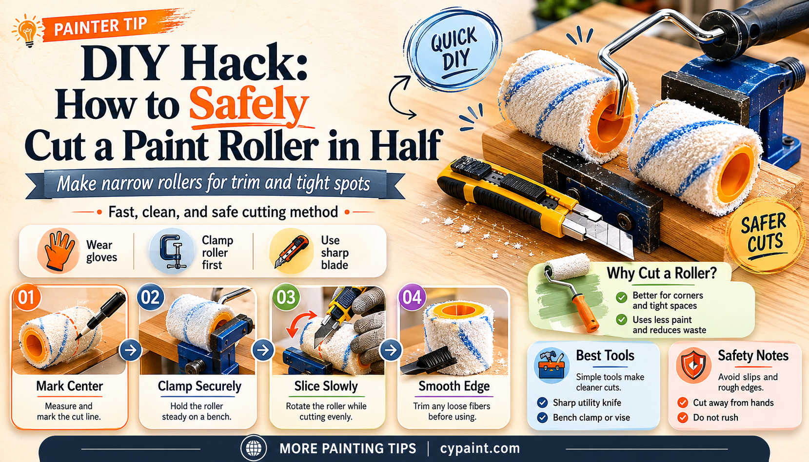 can you cut a paint roller in half