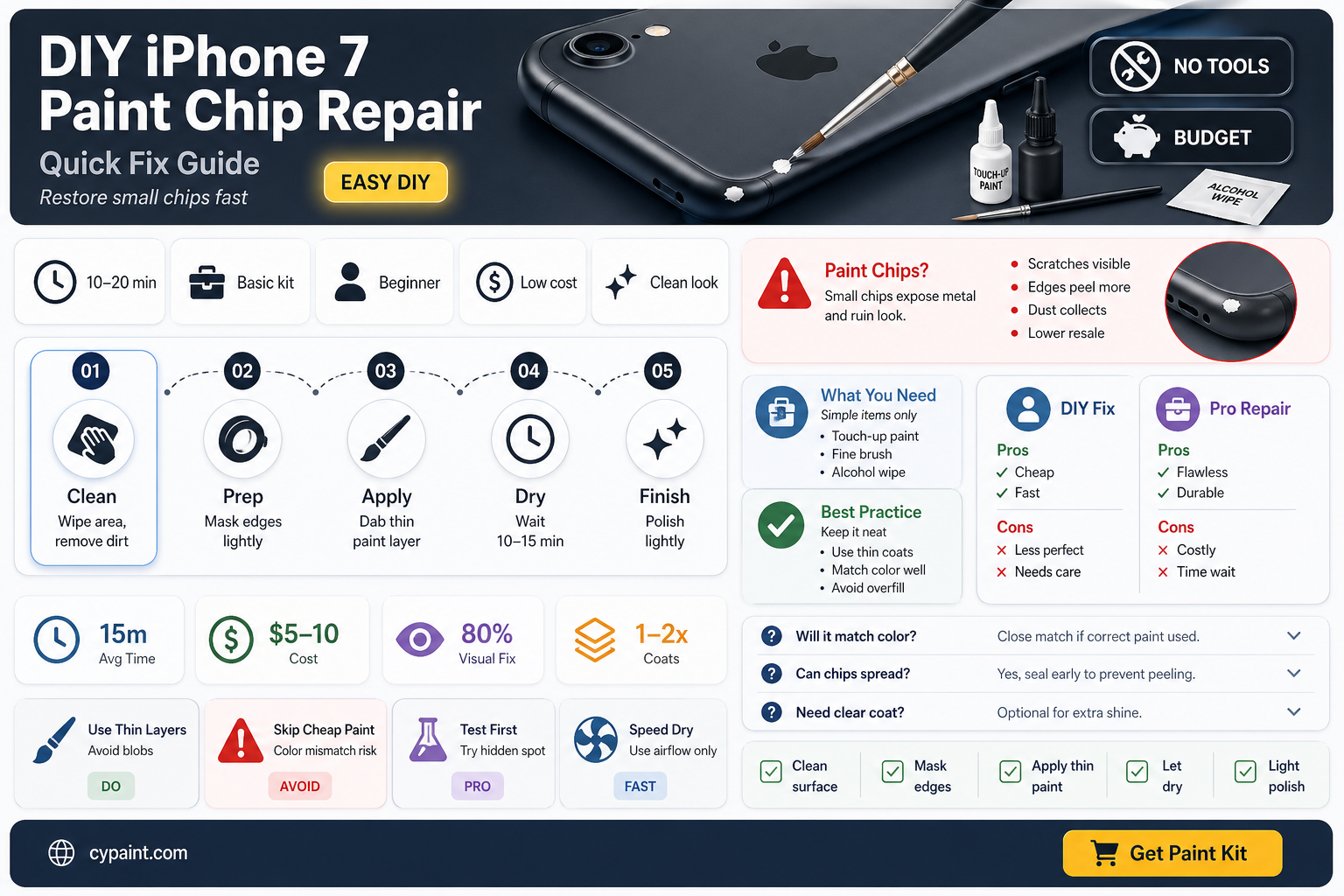 can i fix a paint chip on my iphone 7