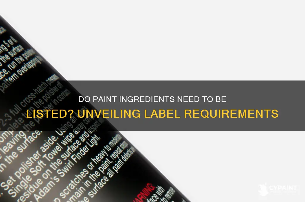 do paint ingredients have to be listed