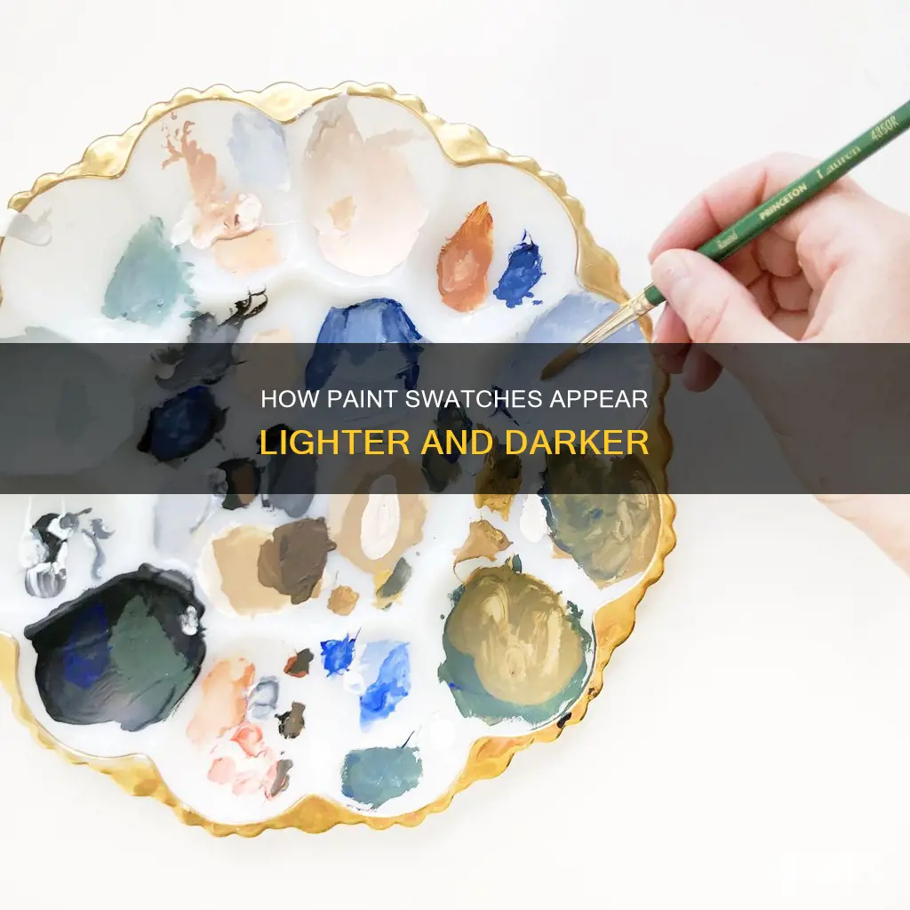 does a swatch of paint look lighter or darker