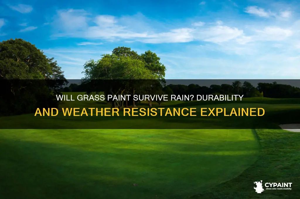 does grass paint come off in rain