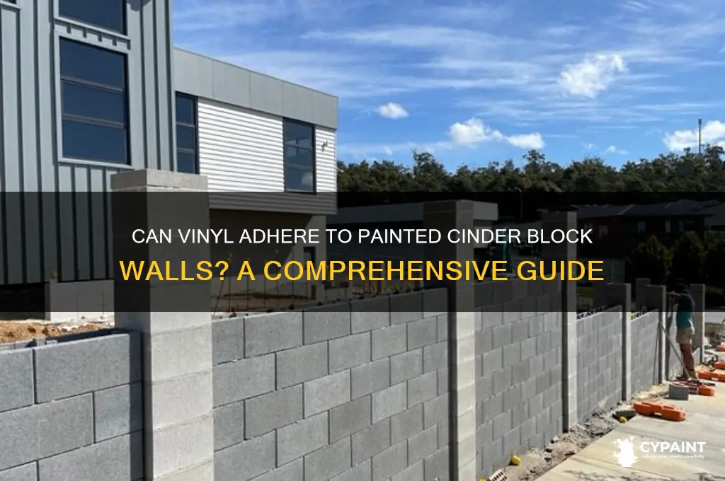 does vinyl stick to painted cinder block