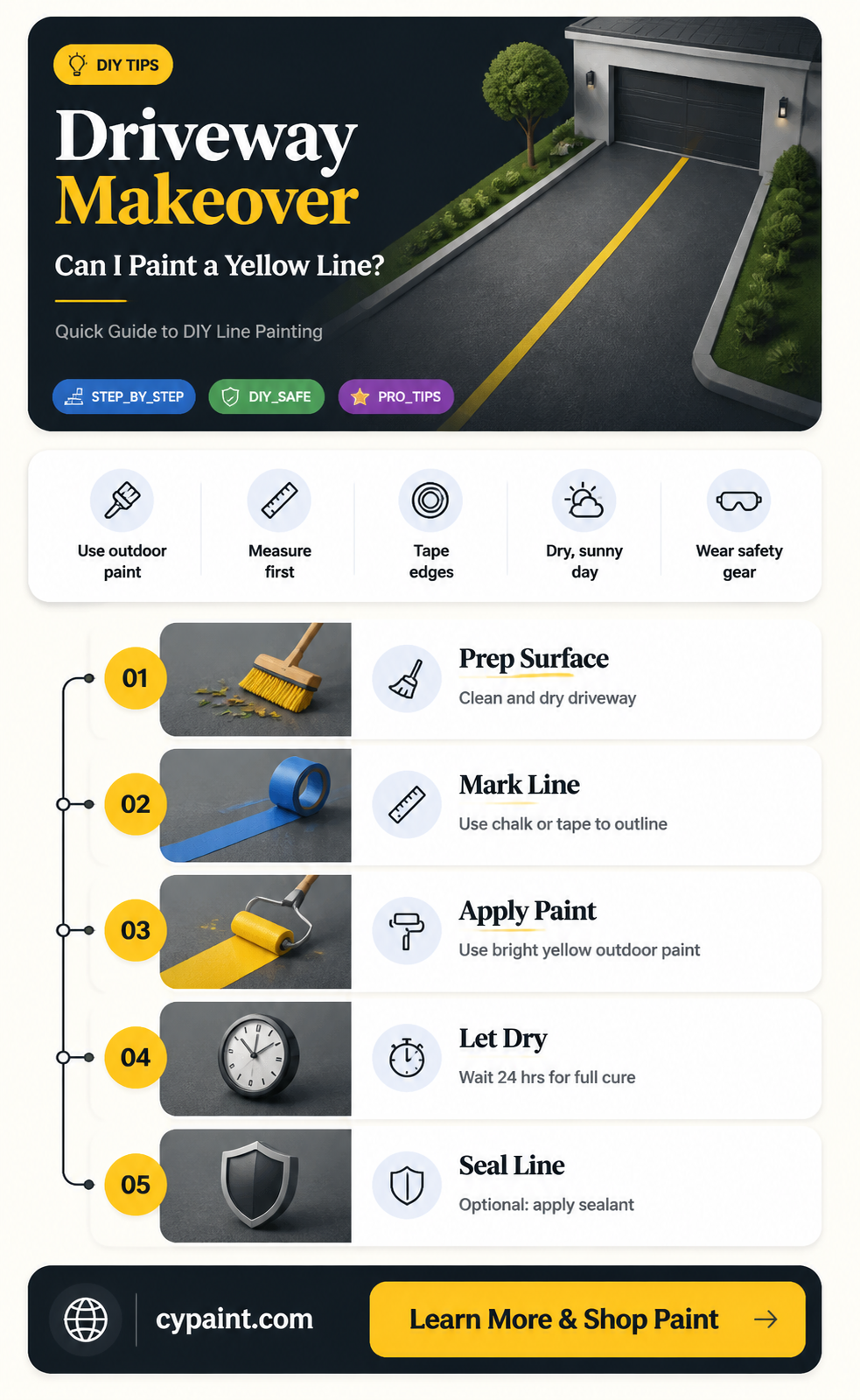 can i paint a yellow line on my driveway