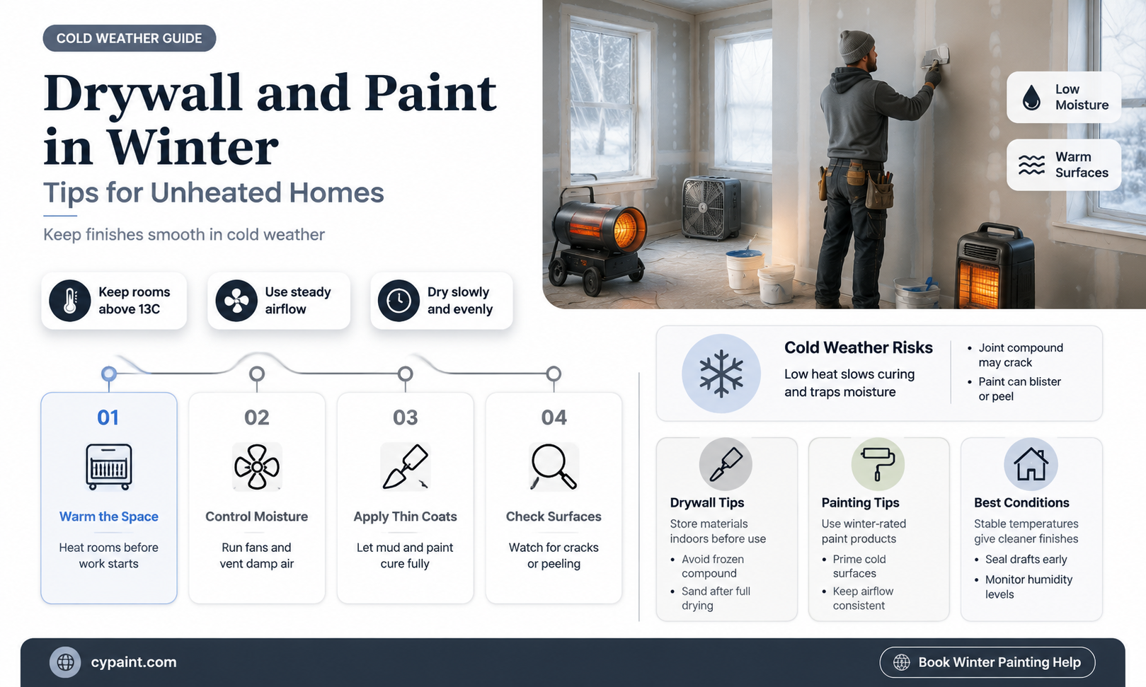 can you drywall and paint in unheated home in winder