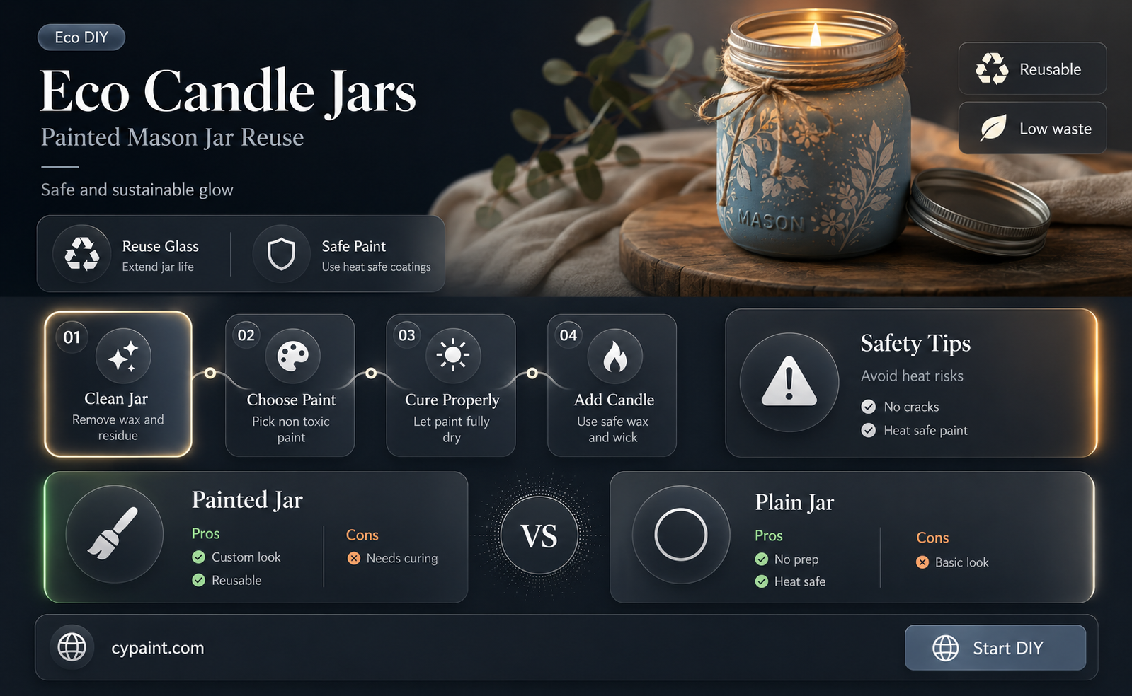 can you burn candles in painted mason jars