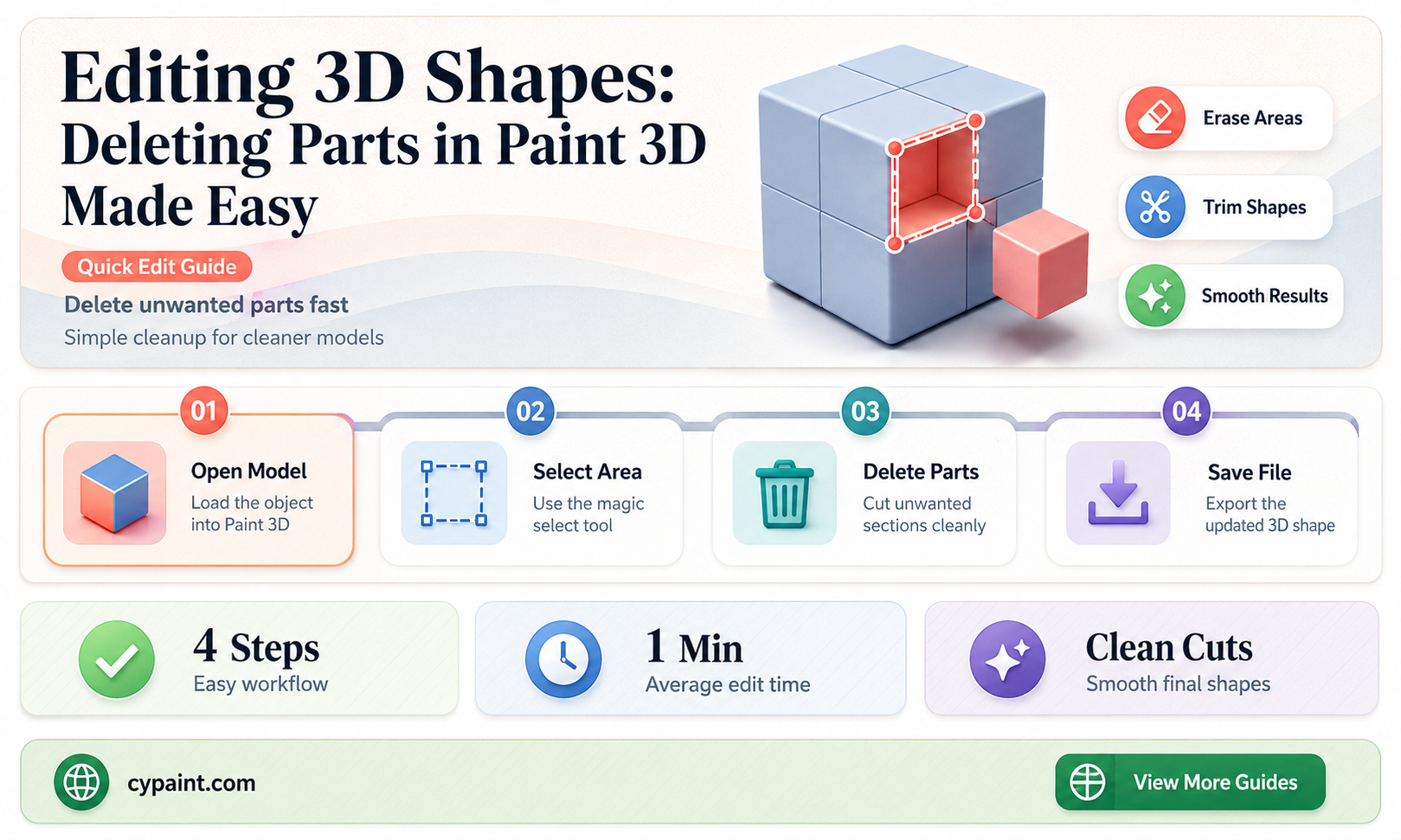can you delete part of 3d shapes in paint 3d